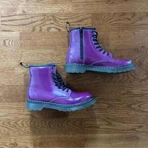 Dr. Marten 1460 Boot Youth Kid EU 34 US 3 Patent Leather Lace Up Purple Plum UK2